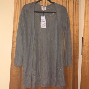 Green textured print cardigan